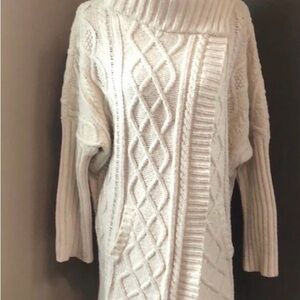 Prana Cream Cable Knit Turtleneck Sweater